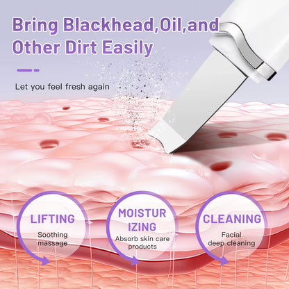 Ultrasonic Peeling Machine Skin Care Blackhead Remover Device Face Cleaning Pore Cleanser Facial Lifting Massager Skin Scrubber